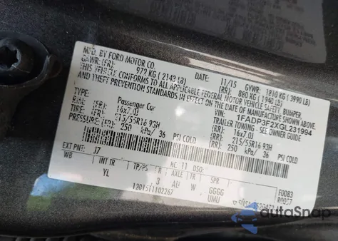 2016 Ford Focus Se из США, поврежденный, VIN 1FADP3F2XGL231994